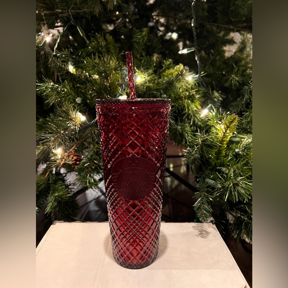 NEW Starbucks 2022 Jeweled Holiday Cold Cup in Red Merlot